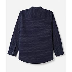Pine Kids 100% Cotton Woven Striped Shirt with Half Sleeves - Navy Blue