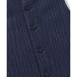 Pine Kids 100% Cotton Woven Striped Shirt with Half Sleeves - Navy Blue