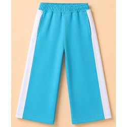 Pine Kids Cotton Mixes Looper Knit Full Trousers and Top with Raglan Half Sleeves and 68 Print - Light/Sky Blue