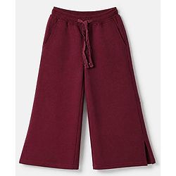 Pine Kids Looper Knit Full Sleeves Winter Wear Suit With Text Print - Wine