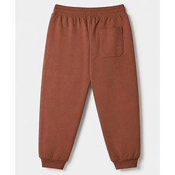 Pine Kids 100% Cotton Knit Half Sleeves T-Shirt and Joggers Set with Text Print - Brown
