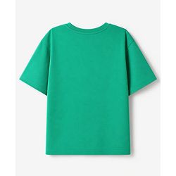Pine Kids Cotton Knit Half Sleeves T-Shirt With Text Print & Joggers Set - Green & Black