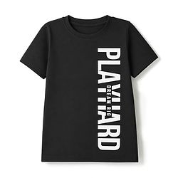 Pine Kids Cotton Knit Half Sleeves T-Shirt & Joggers Set With Text Print - Black