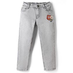Pine Kids Denim Woven Full Length Jeans With Patch - Grey