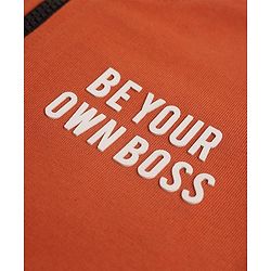 Pine Kids Cotton Knit Full Sleeves Winter Wear Suits with Be Your Own Boss Print -Dark Orange