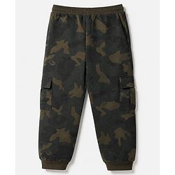 Pine Kids Looper Knit Half Sleeves Hooded Jacket & Joggers Set With Camouflage Print & Inner Tee - Black