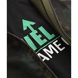 Pine Kids Looper Knit Half Sleeves Hooded Jacket & Joggers Set With Camouflage Print & Inner Tee - Black