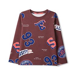 Pine Kids Cotton Knit Full Sleeves Co-Ords T-Shirt & Pyjama Night Suit with Sports Theme Print - Brown