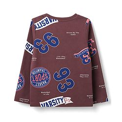 Pine Kids Cotton Knit Full Sleeves Co-Ords T-Shirt & Pyjama Night Suit with Sports Theme Print - Brown