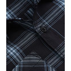 Pine Kids Cotton Woven Hooded Shirt with Full Sleeves and Buffalo Checks Print in Blue