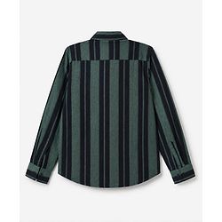 Pine Kids 100% Cotton Woven Hooded Shirts with Full Sleeves and Striped Print in Green for 4-5 Years