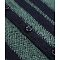 Pine Kids 100% Cotton Woven Hooded Shirts with Full Sleeves and Striped Print in Green for 4-5 Years