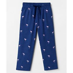 Pine Kids 100% Cotton Single Jersey 180 GSM Knit Half Sleeves Co-ord T-Shirt & Pyjama Night Suit with Florida Text & Flamingo Print with Bio Wash - Blue