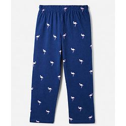 Pine Kids 100% Cotton Single Jersey 180 GSM Knit Half Sleeves Co-ord T-Shirt & Pyjama Night Suit with Florida Text & Flamingo Print with Bio Wash - Blue