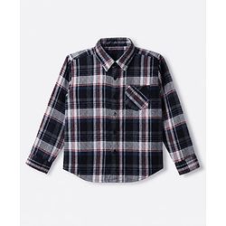 Pine Kids 100% Cotton Woven Hooded Shirt with Full Sleeves in Grey