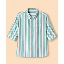 Pine Kids Woven Striped Shirt with Full Sleeves - Light Green