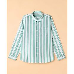 Pine Kids Woven Striped Shirt with Full Sleeves - Light Green