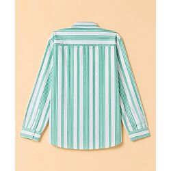 Pine Kids Woven Striped Shirt with Full Sleeves - Light Green