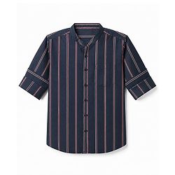 Pine Kids Cotton Woven Striped Shirt with Full Sleeves - Blue