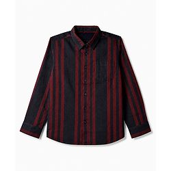 Pine Kids 100% Cotton Woven Striped Shirt with Full Sleeves in Navy Blue