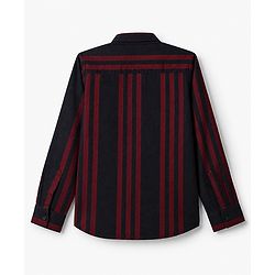 Pine Kids 100% Cotton Woven Striped Shirt with Full Sleeves in Navy Blue
