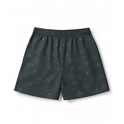 Pine Kids Cambric Woven Boxers With Polka Dot Floral Print Pack of 2 - Black Green