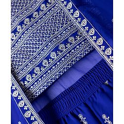 Pine Kids Georgette Woven Full Sleeves Indo Western Set With Floral Embroidery & Sequin Detailing - Royal Blue