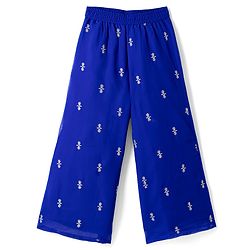 Pine Kids Georgette Woven Full Sleeves Indo Western Set With Floral Embroidery & Sequin Detailing - Royal Blue