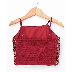 Pine Kids Georgette Woven Indo Western Sets With Floral Embroidery - Maroon