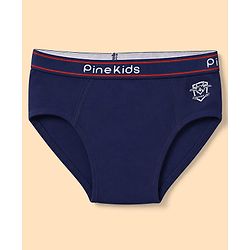 Pine Kids Cotton Elastane Knit Briefs With Shark & Stripe Print Pack of 3 - Black, Navy & Light Blue