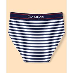 Pine Kids Cotton Elastane Knit Briefs With Shark & Stripe Print Pack of 3 - Black, Navy & Light Blue