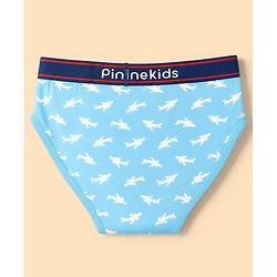 Pine Kids Cotton Elastane Knit Briefs With Shark & Stripe Print Pack of 3 - Black, Navy & Light Blue