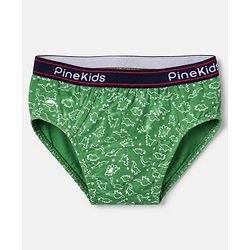 Pine Kids Cotton Elastane Knit Briefs with Dinosaur Print Pack of 3 - Mustard Red & Green