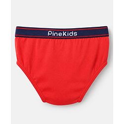 Pine Kids Cotton Elastane Knit Briefs with Dinosaur Print Pack of 3 - Mustard Red & Green