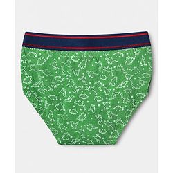 Pine Kids Cotton Elastane Knit Briefs with Dinosaur Print Pack of 3 - Mustard Red & Green