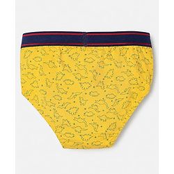 Pine Kids Cotton Elastane Knit Briefs with Dinosaur Print Pack of 3 - Mustard Red & Green