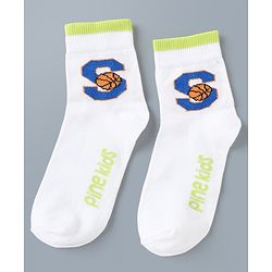 Pine Kids Cotton Mix Knit Ankle Length Socks With Brand Logo Print Set of 5 - Blue, White & Black