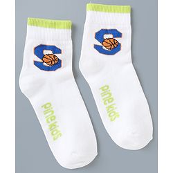 Pine Kids Cotton Mix Knit Ankle Length Socks With Brand Logo Print Set of 5 - Blue, White & Black