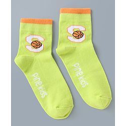 Pine Kids Cotton Mix Knit Ankle Length Socks With Brand Logo Print Set of 5 - Blue, White & Black