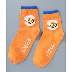 Pine Kids Cotton Mix Knit Ankle Length Socks With Brand Logo Print Set of 5 - Blue, White & Black