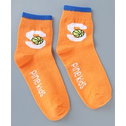 Pine Kids Cotton Mix Knit Ankle Length Socks With Brand Logo Print Set of 5 - Blue, White & Black