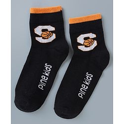 Pine Kids Cotton Mix Knit Ankle Length Socks With Brand Logo Print Set of 5 - Blue, White & Black