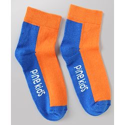 Pine Kids Cotton Mix Knit Ankle Length Socks With Brand Logo Print Set of 5 - Blue, White & Black