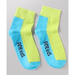 Pine Kids Cotton Mix Knit Ankle Length Socks With Brand Logo Print Set of 5 - Blue, White & Black