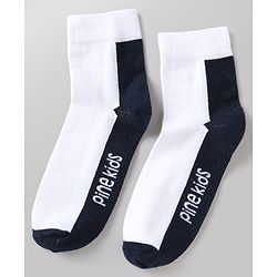 Pine Kids Cotton Mix Knit Ankle Length Socks With Brand Logo Print Set of 5 - Blue, White & Black
