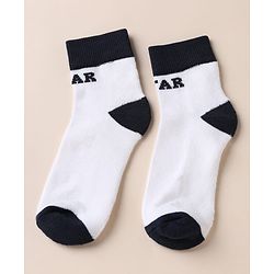 Pine Kids Cotton Blend Knit Ankle Length Striped Socks Pack of 3 - White Black