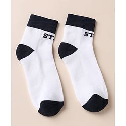 Pine Kids Cotton Blend Knit Ankle Length Striped Socks Pack of 3 - White Black