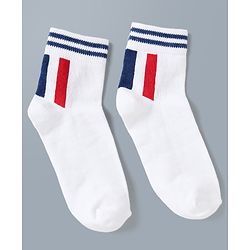 Pine Kids Cotton Mix Knit Ankle Length Striped Socks Set of 3 - Blue, White & Red