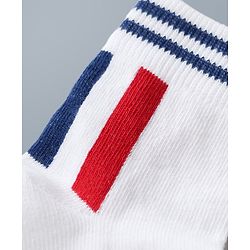 Pine Kids Cotton Mix Knit Ankle Length Striped Socks Set of 3 - Blue, White & Red