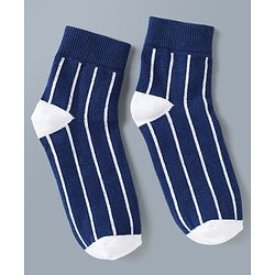 Pine Kids Cotton Mix Knit Ankle Length Striped Socks Set of 3 - Blue, White & Red